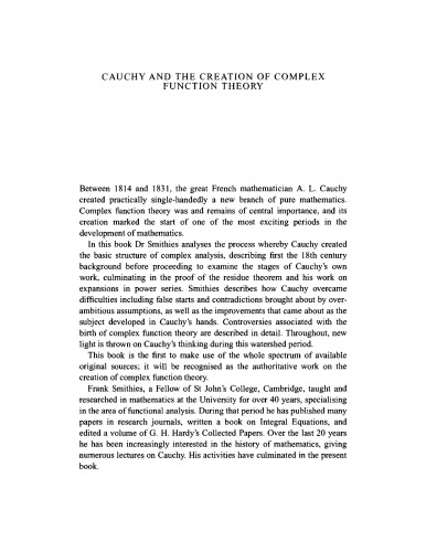 Cauchy and the creation of complex function theory