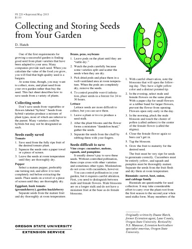 Collecting and storing seeds from your garden