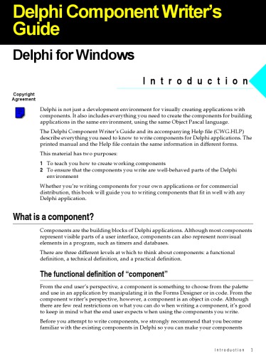 Component writer's guide : Borland Delphi for Windows 95 and Windows NT : version 2.0