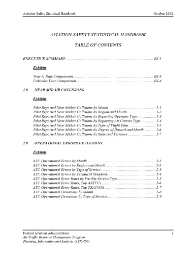 Aviation safety statistical handbook