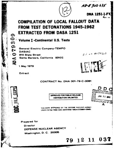 Compilation of local fallout data from test detonations 1945- 1962 extracted from DASA 1251