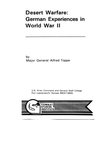 Desert warfare : German experiences in World War II