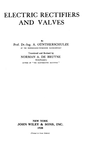 Electric rectifiers and valves