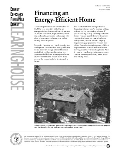 Financing the energy efficient home : actions for the 80's