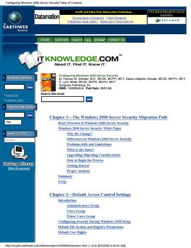 Configuring Windows 2000 Server security