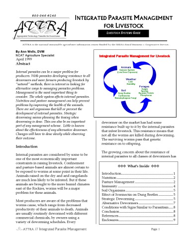 Integrated parasite management for livestock