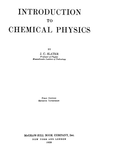 Introduction to chemical physics
