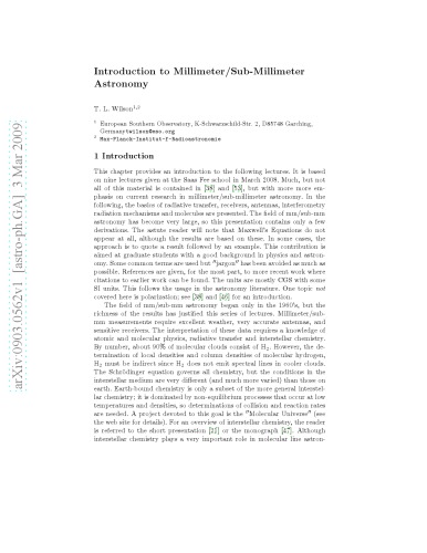 Introduction to Millimeter/Sub-Millimeter Astronomy