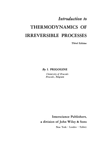 Introduction to thermodynamics of irreversible processes