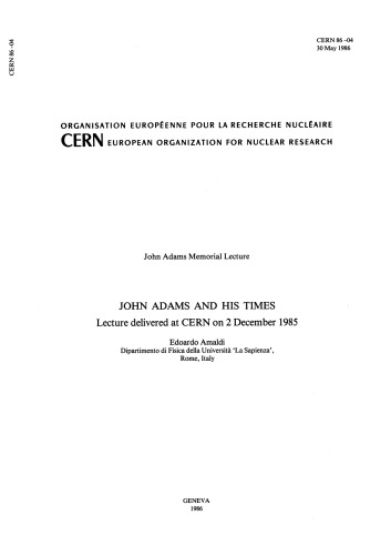 John Adams memorial lecture