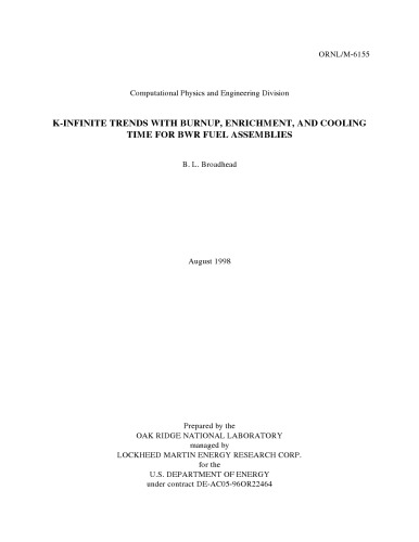 K-infinite trends with burnup, enrichment, and cooling time for BWR fuel assemblies