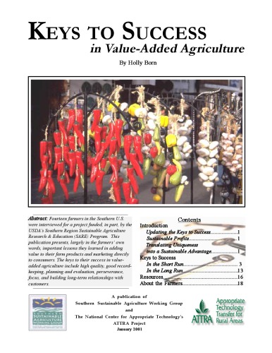 Keys to success in value-added agriculture