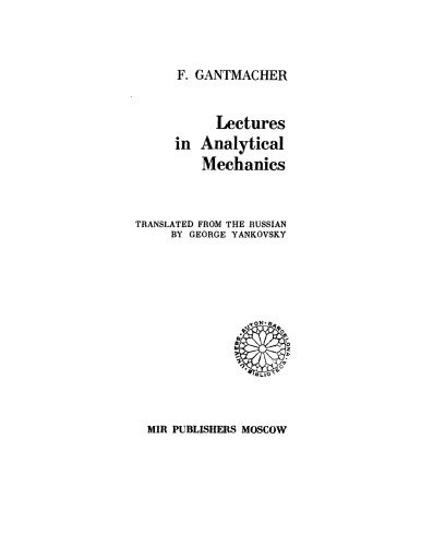 Lectures in analytical mechanics