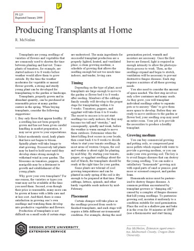 Producing transplants at home