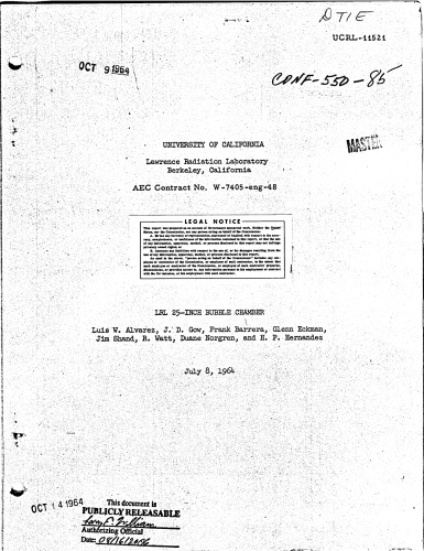 The 25-inch liquid hydrogen bubble chamber