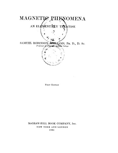 Magnetic phenomena : an elementary treatise