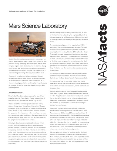 Mars Science Laboratory : draft environmental impact statement (DEIS) [fact sheet]