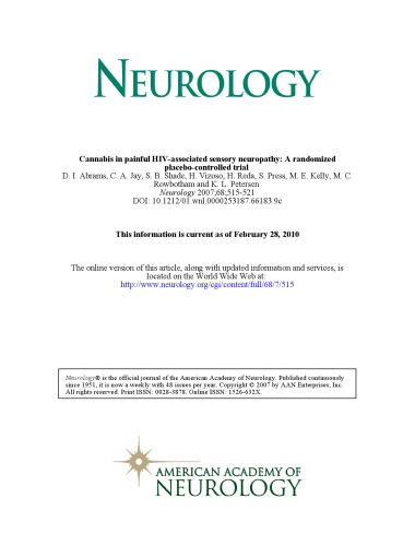 Cannabis in painful HIV-associated sensory neuropathy: a randomized placebo-controlled trial