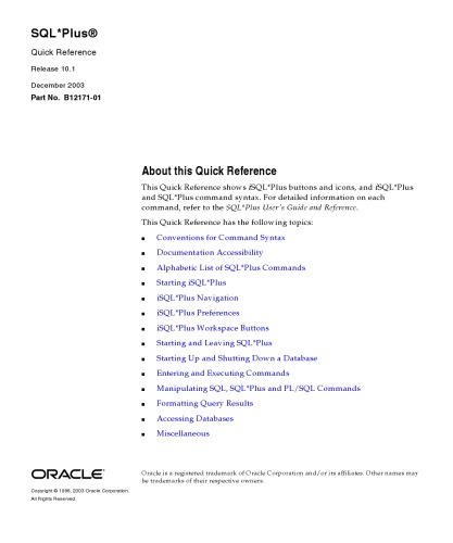 SQL Plus quick reference