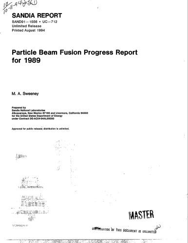 Particle beam fusion progress report for 1989