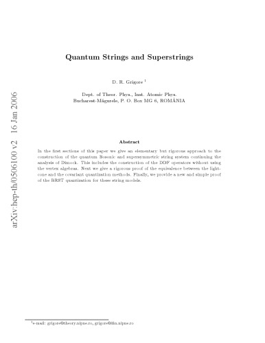 QUANTUM STRINGS AND SUPERSTRINGS