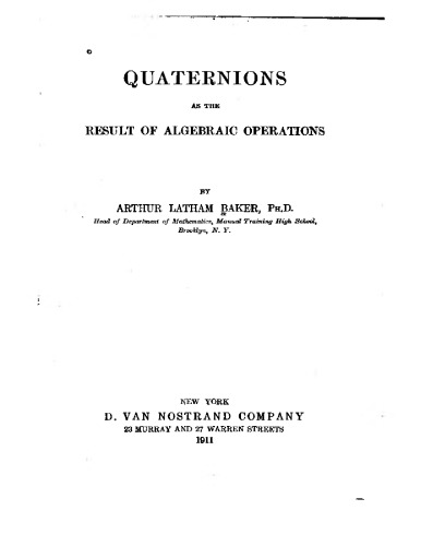 Quaternions as the result of algebraic operations