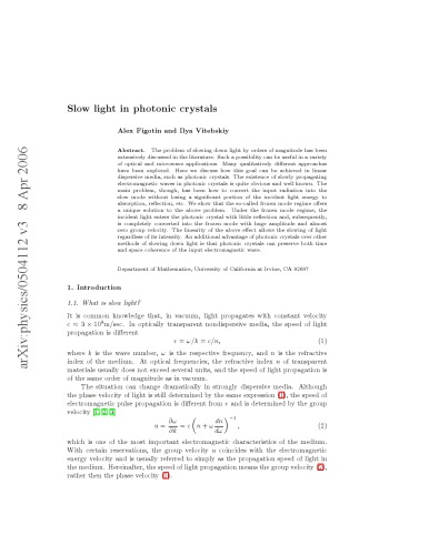 Slow light in photonic crystals