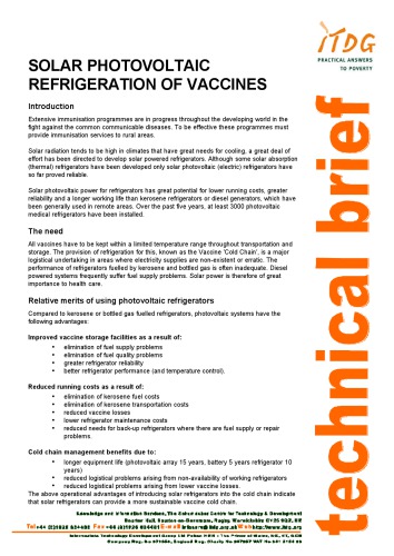Solar photovoltaic powered refrigerators/freezers for medical use in remote geographic locations