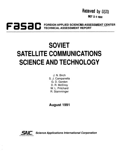 Soviet satellite communications science and technology