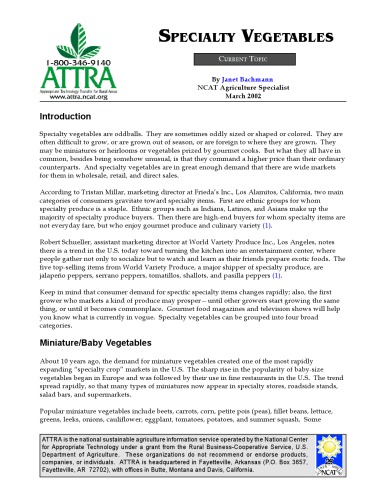 Specialty vegetables