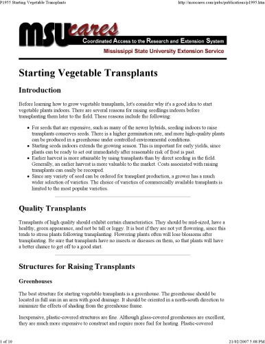 Starting vegetable transplants