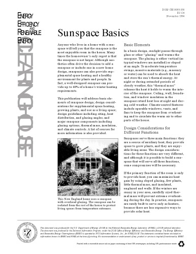 Sunspace basics