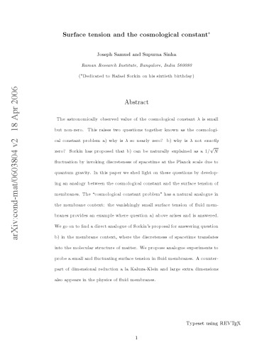 Surface tension and the cosmological constant