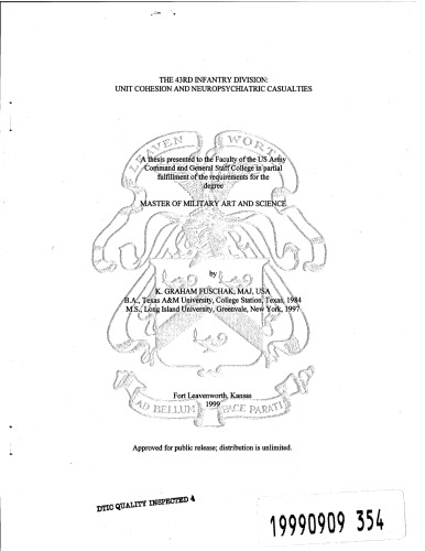 The 43rd Infantry Division : unit cohesion and neuropsychiatric casualties