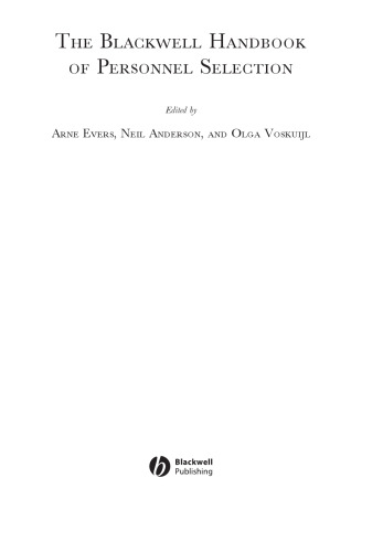 The Blackwell handbook of personnel selection