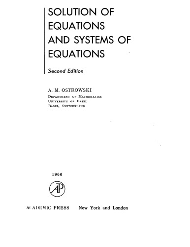 Solution of equations and systems of equations
