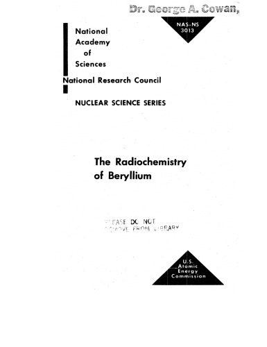 The radiochemistry of beryllium