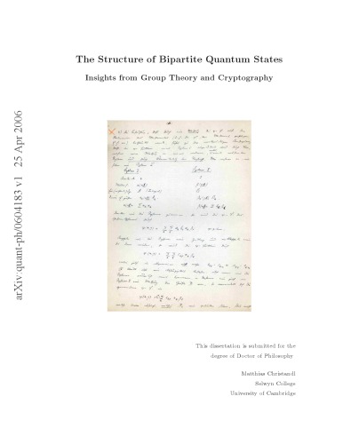 The structure of bipartite quantum states : insights from group theory and cryptography