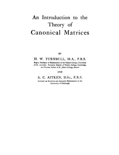 An introduction to the theory of canonical matrices