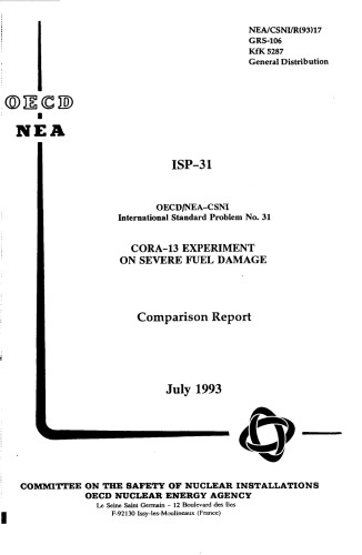 CORA-13 experiment on severe fuel damage : comparison report