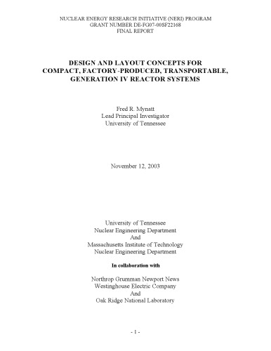 DESIGN AND LAYOUT CONCEPTS FOR COMPACT, FACTORY-PRODUCED, TRANSPORTABLE, GENERATION IV REACTOR SYSTEMS
