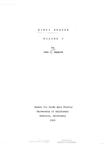 Hindi reader by John J. Gumperz. Vol. 1