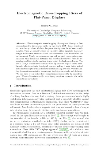 Electromagnetic Eavesdropping Risks of Flat-Panel Displays