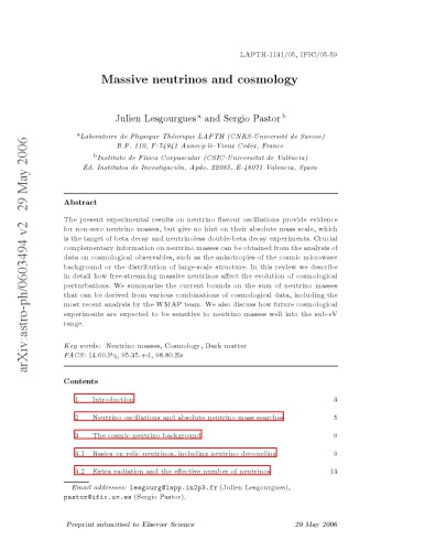 Massive neutrinos and cosmology
