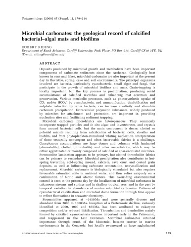 Microbial carbonates: the geological record of calcified bacterial-algal mats and biofilms