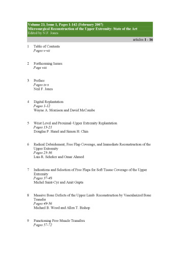 Microsurgical reconstruction of the upper extremity : state of the art