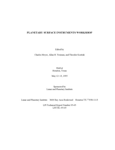 Planetary Surface Instruments Workshop : held at Houston, Texas, May 12-13, 1995