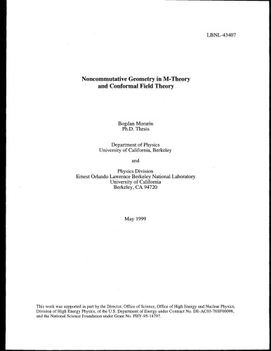 Noncommutative geometry in M-theory and conformal field theory