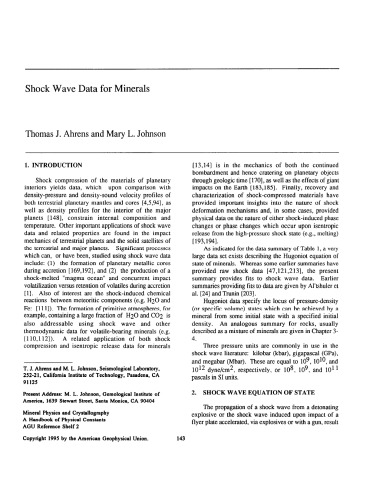 Shock wave data for minerals