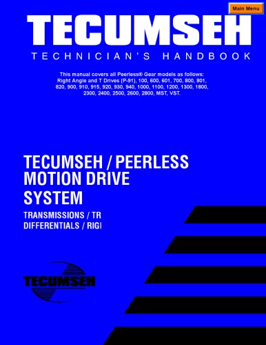 Tecumseh technician's handbook. Tecumseh & Peerless transmission and drive products
